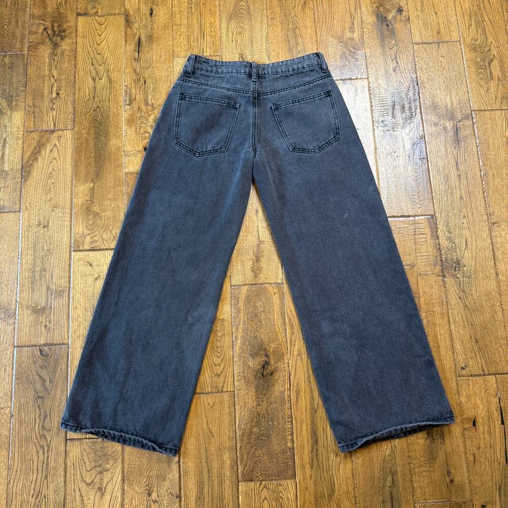 Edikted Raelynn Black Washed Wide Leg Low Rise Jeans Womens XS 100% Cotton - Picture 6 of 7